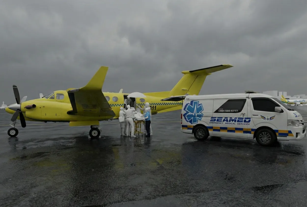 Stylized medical aviation illustration