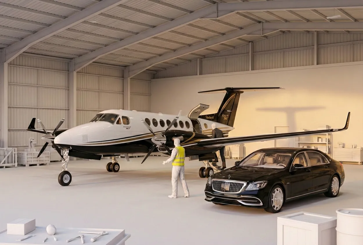 Stylized executive aircraft illustration